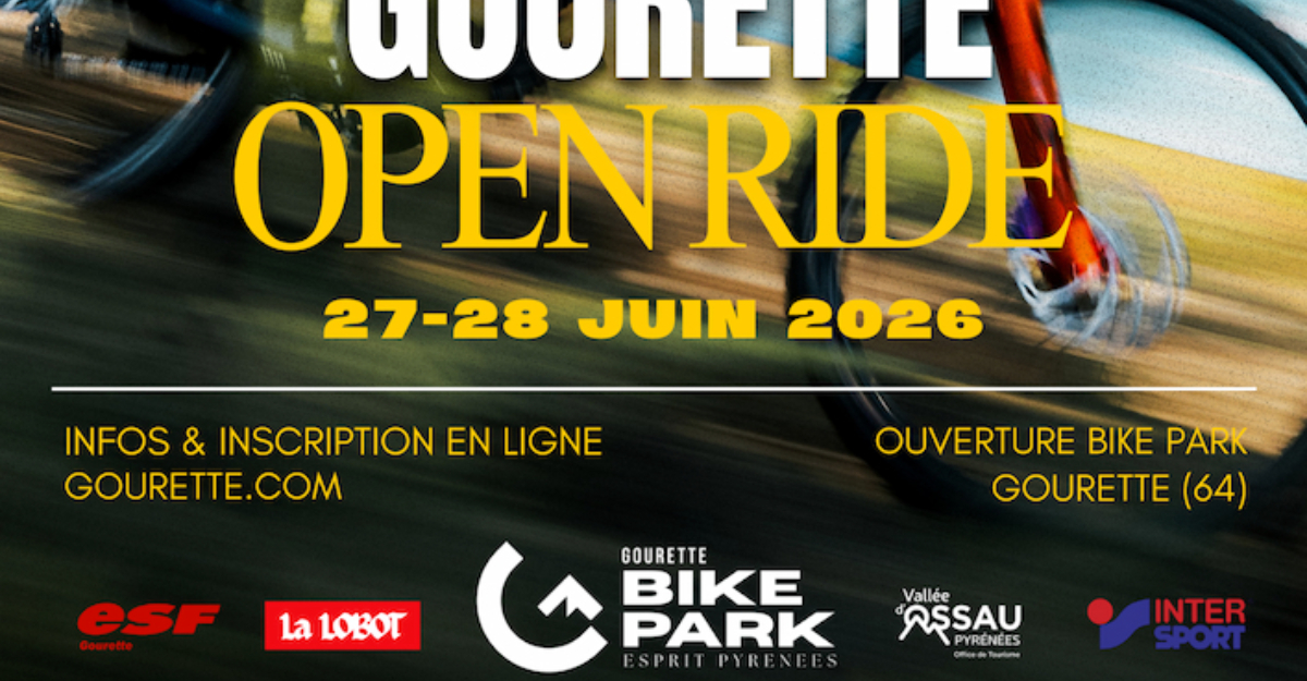 Affiche de la compétition de VTT Gourette Open Ride qui se déroulera les 27 et 28 juin 2026 à Gourette en Vallée d'Ossau.