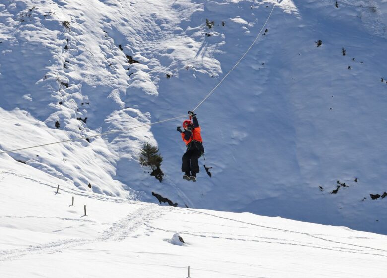 Grandes tirolesas en invierno