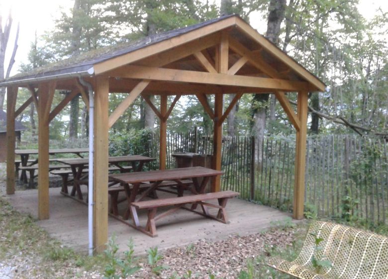 Hängender Picknickbereich im Wald