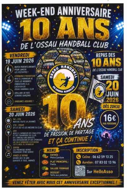 Week-end anniversaire : Les 10 ans de l’Ossau Handball Club